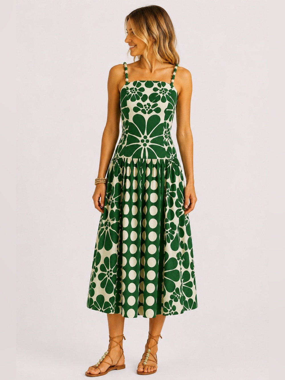 Caroline Constas 💚 Floral Print Midi Dress (S) - Picture 1 of 10